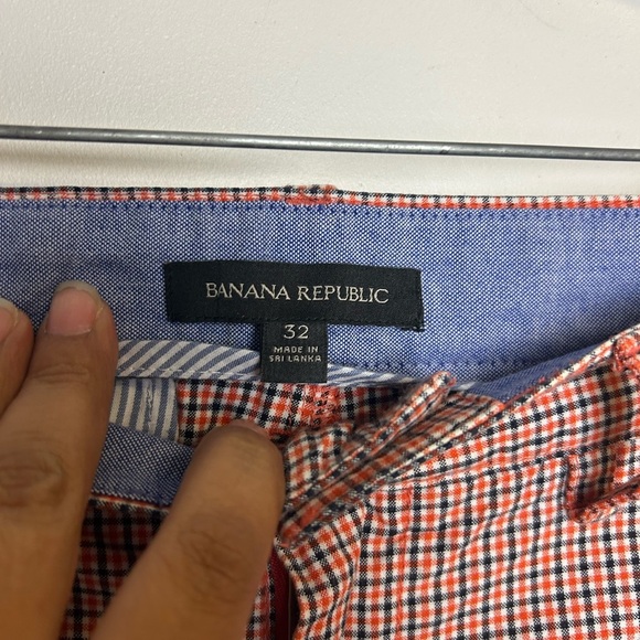 Banana Republic Men's 109% Cotton Red Checkered Shorts Size 32 Old Money Preppy - Picture 5 of 13